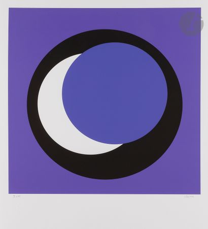 null Geneviève Claisse (1935-2018)
Cercles sur fond violet. 2015. 
Sérigraphie en...