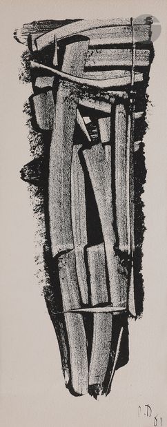 null Olivier Debré (1920-1999)
Illustration pour une carte de vœux. 1961. 
Lithographie....