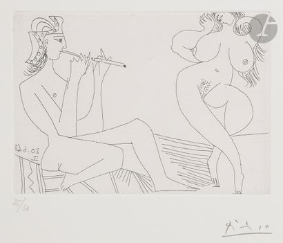 Pablo Picasso (1881-1973) Flûtiste grec et...