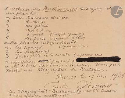 null 
Émile Bernard (1868-1941) 



Les Bretonneries. 1889. Exceptionnel ensemble...