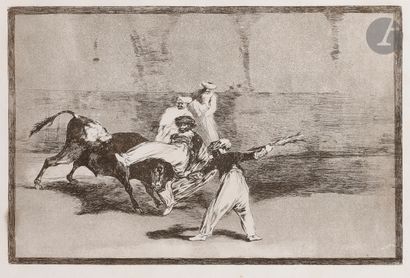 null Francisco de Goya y Lucientes (1746-1828) 
Un Maure est assailli par un taureau...