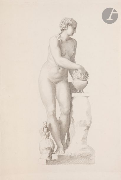  Claude Mellan (1598-1688) Statue d’une chasseresse courant. 1671 ; Statue de Porcia ;...