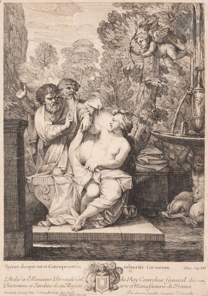 null Jean-Baptiste Corneille (1646-1695) 
La Chaste Suzanne. Eau-forte et burin d’après...