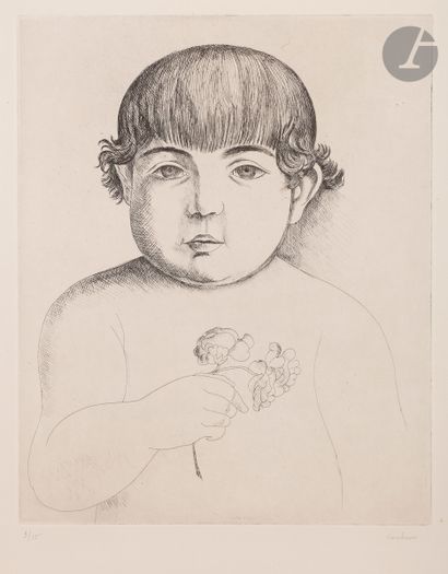 null Otakar ou Othon Coubine (1883-1969) 
Enfant de face tenant des fleurs ; Buste...