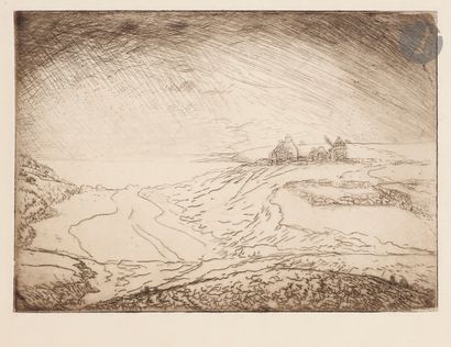 null Charles Cottet (1863-1925) 
Paysage breton sur la côte. Vers 1905. Eau-forte....
