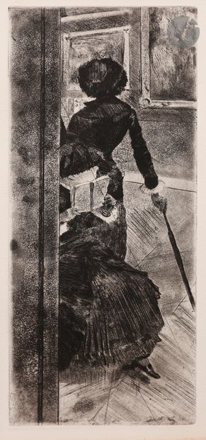 null Edgar Degas (1834-1917) 
Au Louvre : la peinture (Mary Cassatt). Vers 1876....