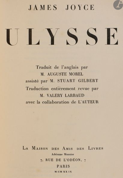 null JOYCE (James).
Ulysse.
Paris : La Maison des Amis des Livres, 1929. — In-4,...