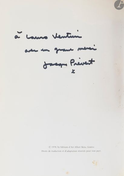 null PRÉVERT (Jacques).
Imaginaires.
Genève : Albert Skira, [1970]. — In-8, 214 x...