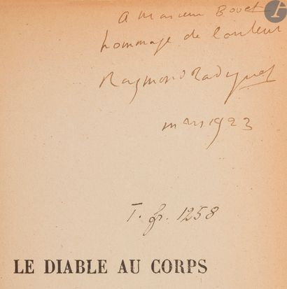 null RADIGUET (Raymond).
Le Diable au corps. Roman.
Paris : Bernard Grasset, 1923....