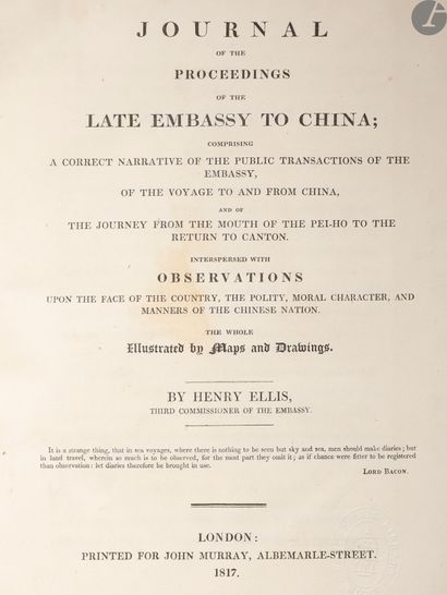null *ELLIS (Henry).
Journal of the proceedings of the late embassy to China ; comprising...