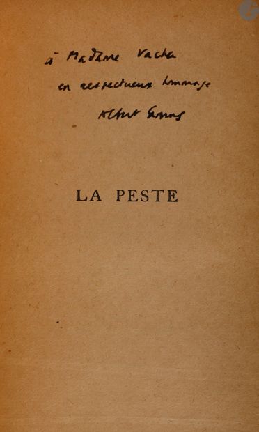 null CAMUS (Albert).
La Peste.
Paris : Gallimard, [1949]. — In-12, 187 x 120 : 337...