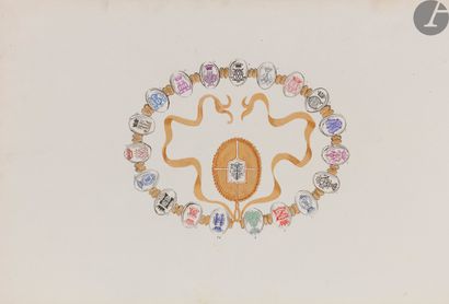 null [HERALDIAN].
Album of monograms, numbers, coats of arms.
In French, watercolor...