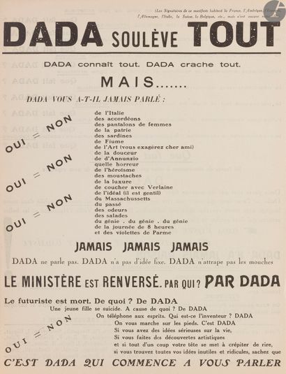 null [TRACT DADAÏSTE].
Dada soulève tout.
Paris : Au sans pareil, 12 janvier 1921....