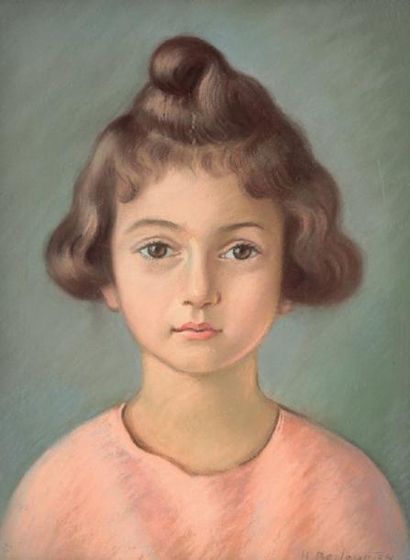 Henri BERLEWI (1894-1967) Portrait de jeune fille, 1924 Pastel. Signé et daté en...