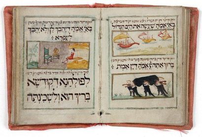 null MANUSCRIT - PRIERES Exceptionnel manuscrit liturgique en hébreu, miniature (7,3...
