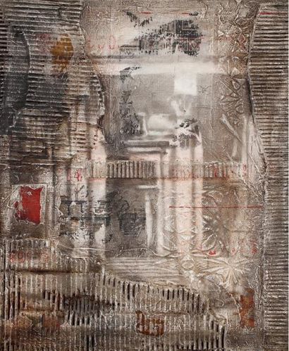 Alain KLEINMANN (né en 1954) L'entrée Technique mixte et collages sur papier marouflé...