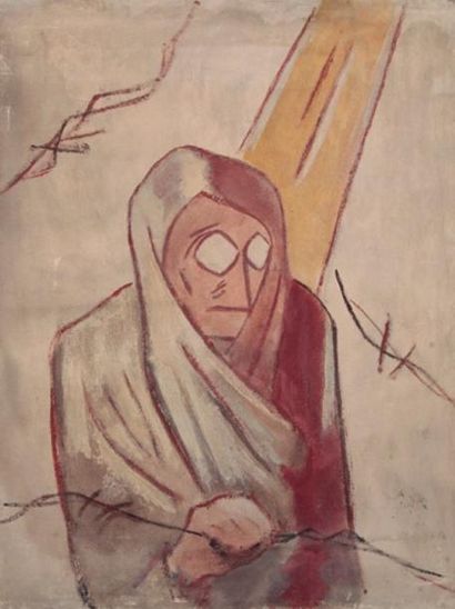 Edith AUERBACH-DELAMARE (1893-1956) La prisonnière Huile sur toile, non signée. 73...