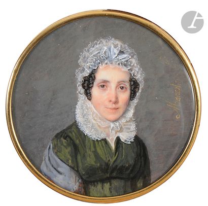 null Jean Alexandre MARICOT 
(Paris, vers 1785 - après 1848)
Femme en bonnet de dentelle,...