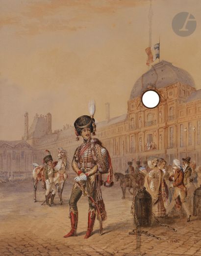 null École FRANÇAISE du XIXe siècle
Officier des chasseurs de la garde impériale...
