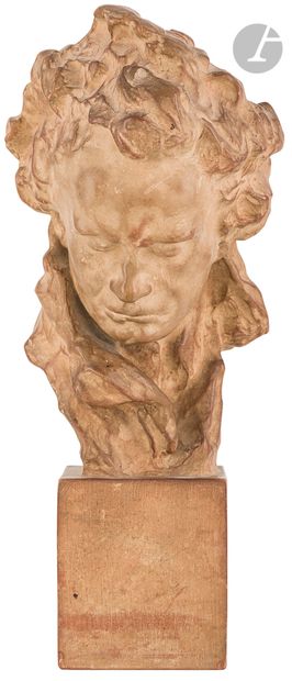  Alfred Pina (1887-1966) Beethoven's head Model created around 1915 Patinated terracotta...