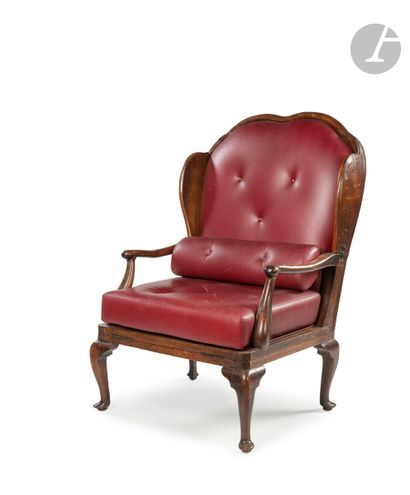 null Fauteuil mécanique formant lit de repos en chêne, le dossier à oreilles, reposant...