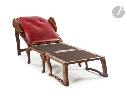 null Mechanical armchair forming a resting bed in oak, the back with ears, resting...
