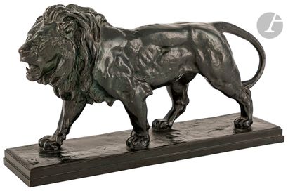 null Antoine Louis Barye (1796-1875)
Lion qui marche (avec plinthe rectangulaire)
Bronze...