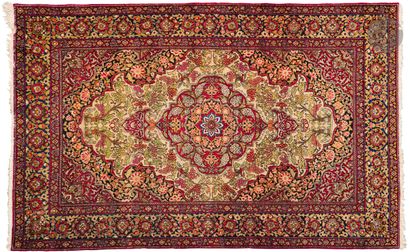 null Carpet decorated with a large wine lees pattern on an ivory background with...