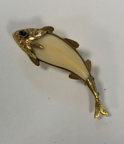 null Broche poisson or (9K) et résine. Poids brut: 4,1 g