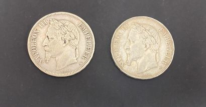 null 2 pièces de 5 Francs en argent. Type Napoléon III. 1867- 1869