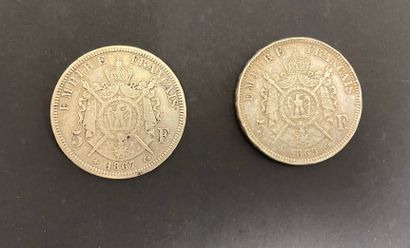 null 2 pièces de 5 Francs en argent. Type Napoléon III. 1867- 1869