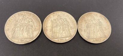 null 3 pièces de 5 Francs en argent. Type Hercule. 1848 - 1874 (2)
