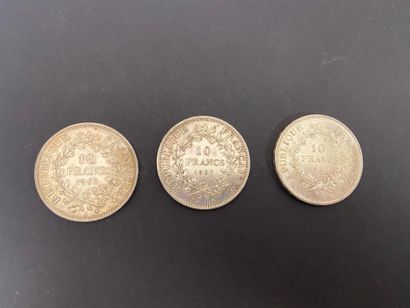 null 3 pièces de 10 Francs en argent. Type Hercule. 1965 - 1967 (2)