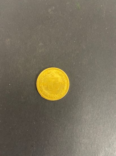 null 1 pièce en or de 20 Francs suisse. Type Confédération. 1883.