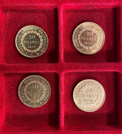 4 pièces de 20 Francs en or. Type Génie....