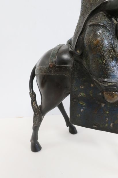 null Toba on his mule, Japan, circa
1900Bronze
statuette
with brown patina and polychrome...