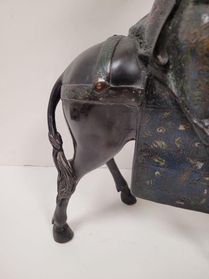 null Toba on his mule, Japan, circa
1900Bronze
statuette
with brown patina and polychrome...