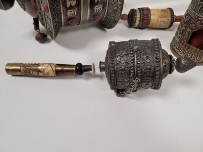 null Five prayer wheels (mani korlo), Nepal, 20th centuryConsisting of
a metal, wood...