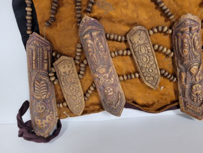null Elements of a carved bone tantric officiant's (or shaman's) costume, Tibet or...