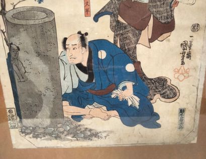 null Utagawa KUNIYOSHI (1798 - 1861)
Deux oban tate-e de la série Tokaido gojusan...