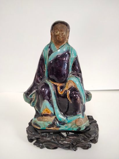 null Polychrome enamelled terracotta statuette of Guandi, China, Ming style 
Guandi...