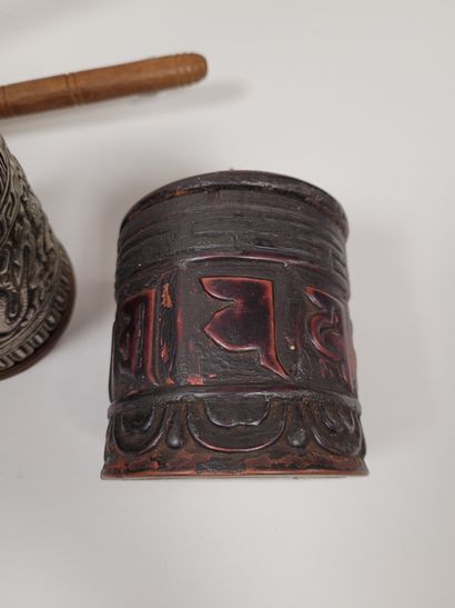 null Five prayer wheels (mani korlo), Nepal, 20th centuryConsisting of
a metal, wood...