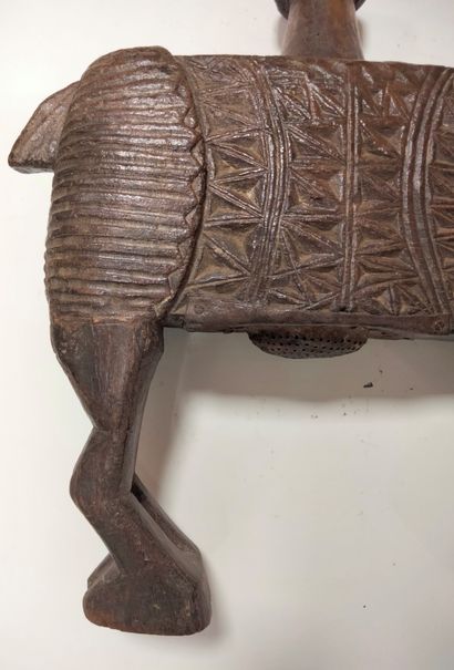 null Carved wooden churn, Nepal, 20th centuryzoomorph
forming a ram. 
Dimensions:...