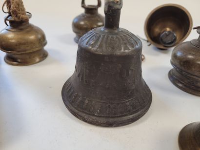 null Set of bells, Tibetan
bronze, one topped with a vajra and another attached to...