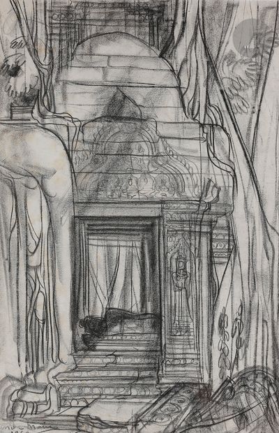 null André MAIRE (1898-1984)
Temple d’Angkor, 1950
Fusain.
Signé et daté en bas à...