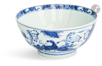 Two blue and white underglaze porcelain bowls,...