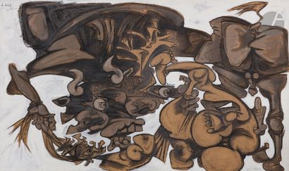 null Philippe Saby-Viricel d' ARTIAS (1912-2002)
Composition au Taureau
Acrylique...