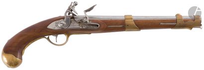 null Pistolet de cavalerie à silex 1763, 1er modèle. 
Canon rond. Queue de culasse...