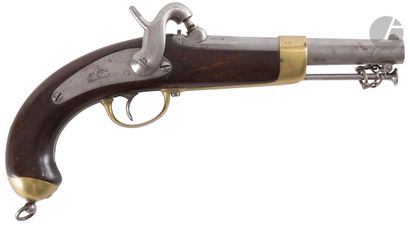null Rare pistolet de marine modèle 1849 à percussion.
Canon rond à pans au tonnerre...