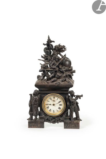 PRO PATRIA. 1870Patinated cast iron clock...